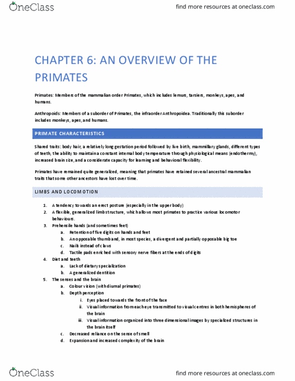 ANTA01H3 Chapter Notes - Chapter 6: Human Hunting, Rhinarium, Ovulation thumbnail