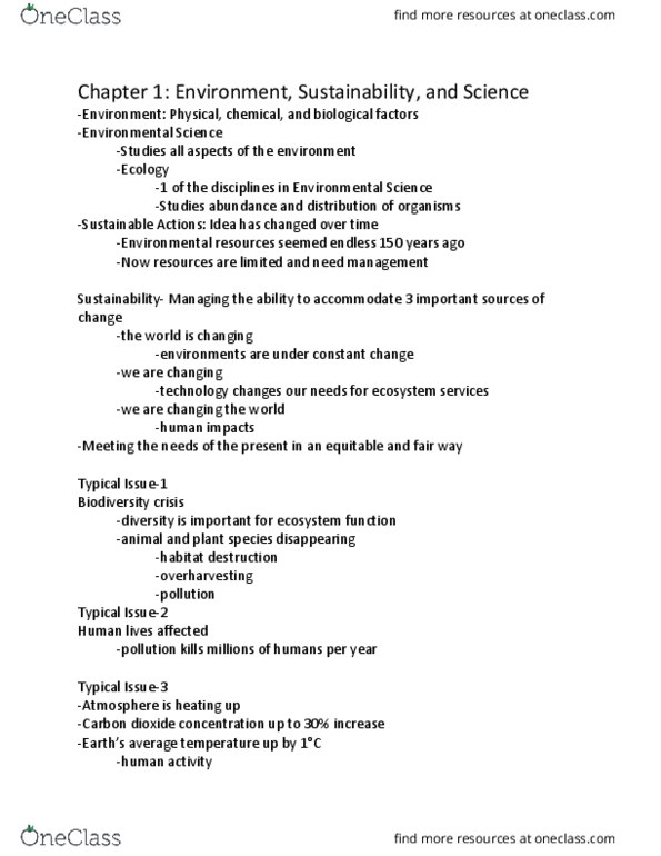 ENVT 0845 Lecture Notes - Lecture 1: Habitat Destruction, Ecosystem Services thumbnail