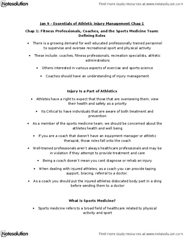 PEDS240 Lecture Notes - Personal Trainer, Osteopathic Medicine, Sports Medicine thumbnail