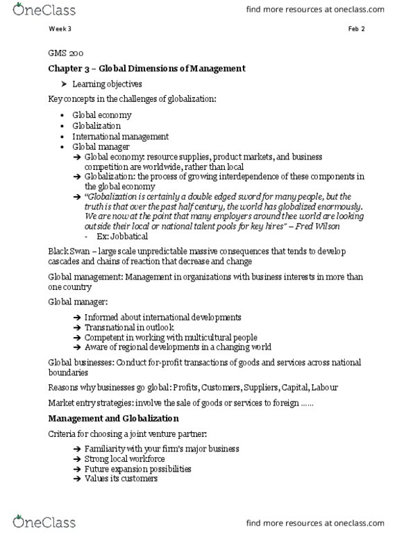 GMS 200 Lecture Notes - Lecture 3: North American Free Trade Agreement, World Trade Organization, Sustainable Development thumbnail