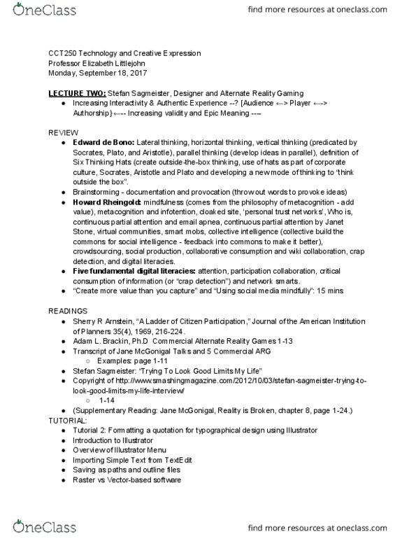 CCT250H5 Lecture Notes - Lecture 2: Data Visualization, Knowledge Network, Specific Weight thumbnail