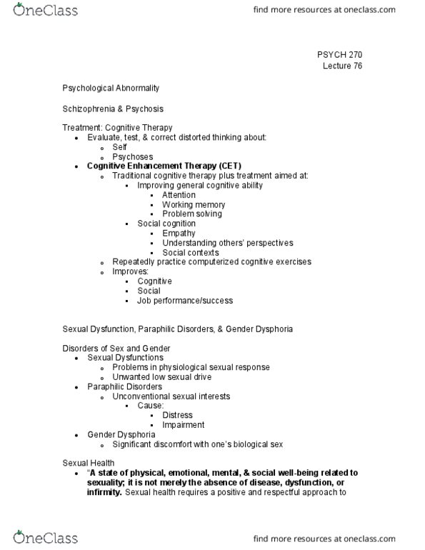 PSYCH 270 Lecture Notes - Lecture 76: Kinsey Reports, Masters And Johnson, Sexual Dysfunction thumbnail