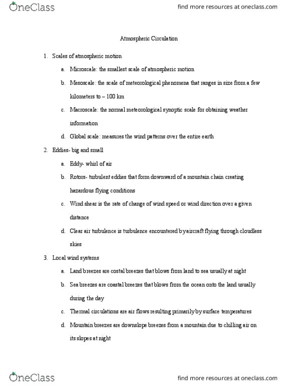 GSC 304 Lecture Notes - Lecture 5: Hadley Cell, Polar Easterlies, Westerlies thumbnail