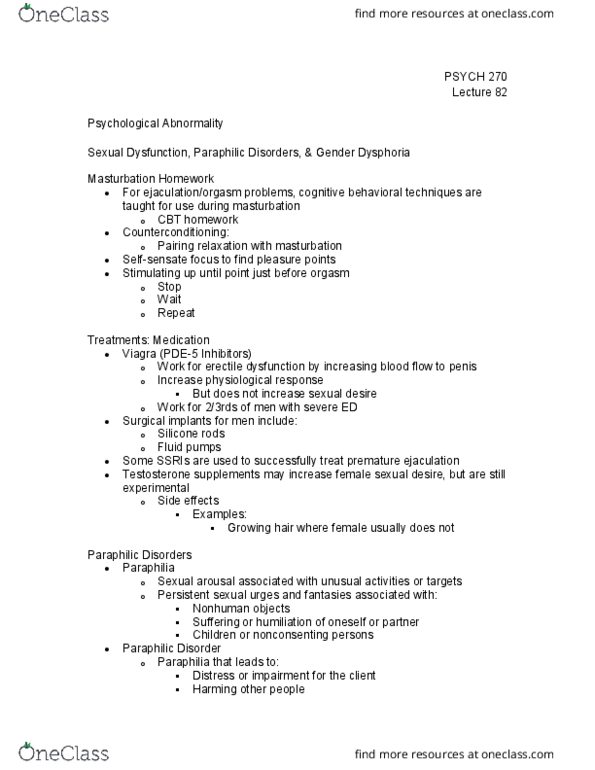 PSYCH 270 Lecture Notes - Lecture 82: Aphrodisiac, Premature Ejaculation, Cgmp-Specific Phosphodiesterase Type 5 thumbnail