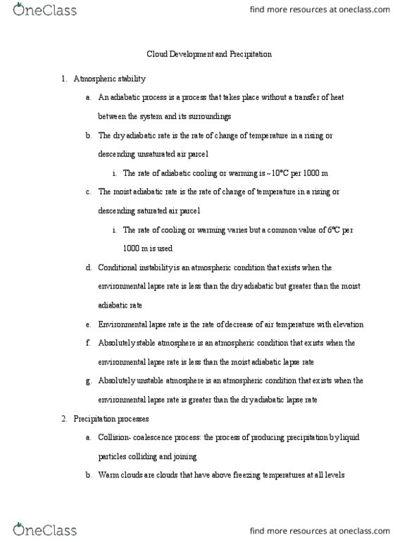 GSC 304 Lecture Notes - Lecture 7: Freezing Rain, Supercooling, Cloud Seeding thumbnail