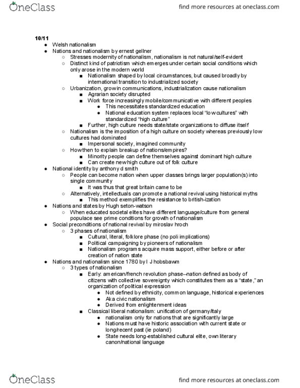 HIST 417 Lecture Notes - Lecture 10: Protestantism, Iolo Morganwg, Welsh Nationalism thumbnail