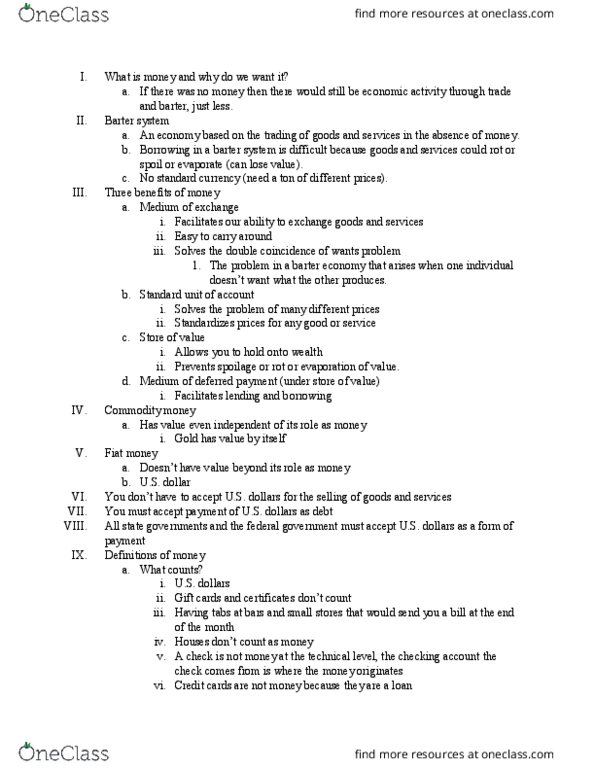 ECO 2013 Lecture Notes - Lecture 12: Money Market, Financial Intermediary, Savings Account thumbnail