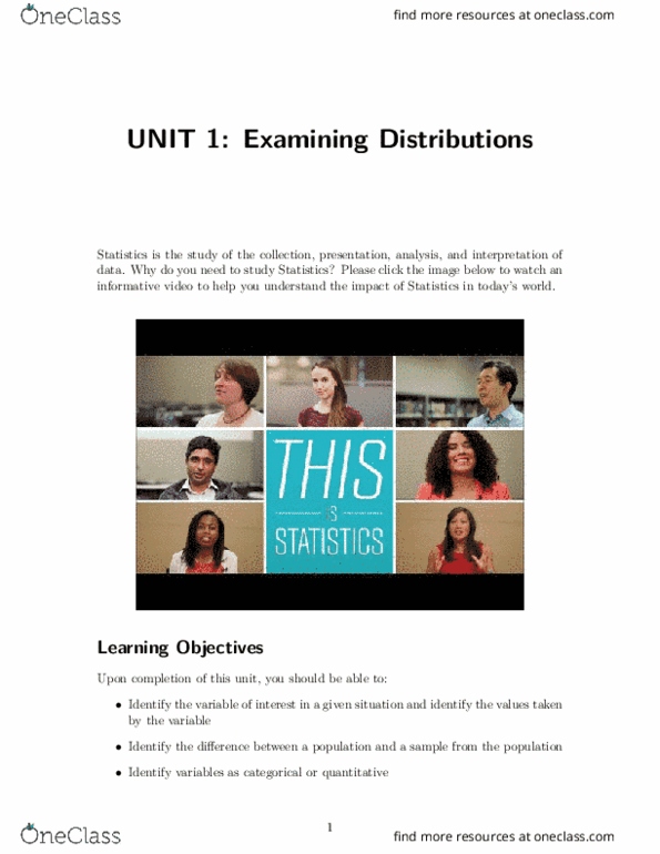 STAT 1000 Lecture 1: Unit 1 Notes thumbnail