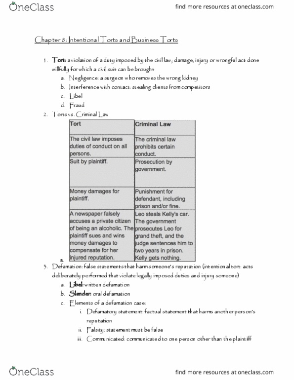 LEGL 225 Chapter Notes - Chapter 8: Pennzoil, Lanham Act, Tortious Interference thumbnail