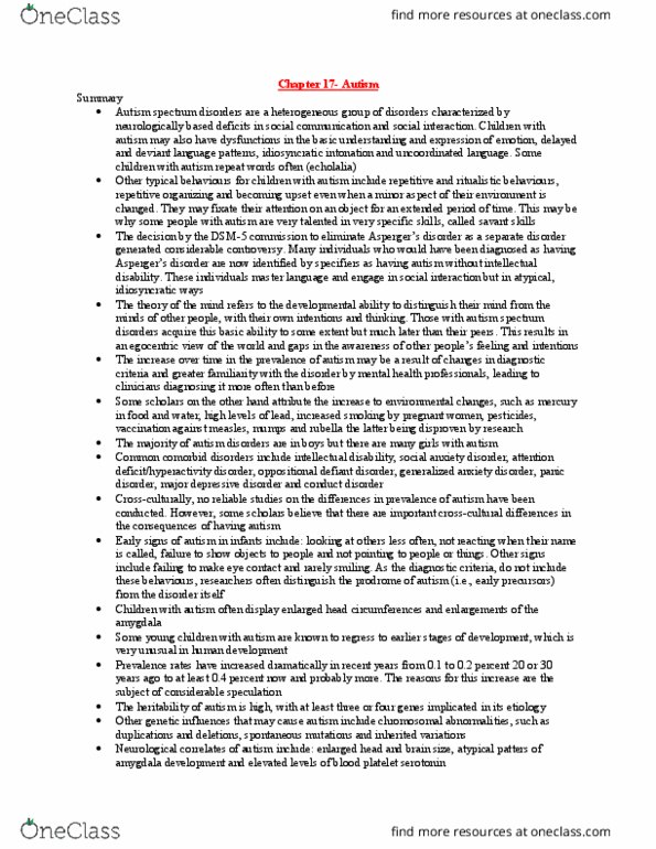 PSY 4105 Chapter Notes - Chapter 17: Facilitated Communication, Oppositional Defiant Disorder, Major Depressive Disorder thumbnail