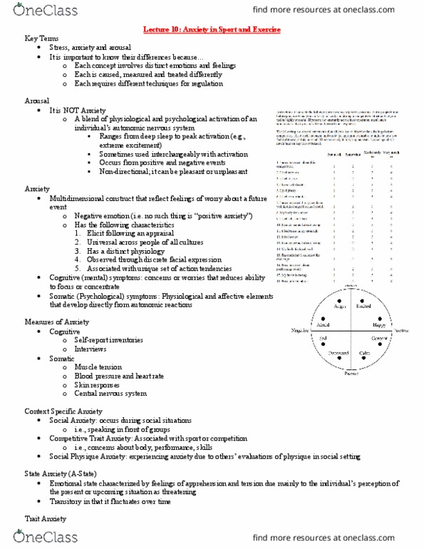 APA 2140 Lecture Notes - Lecture 10: Drive Theory, Autonomic Nervous System, Central Nervous System thumbnail