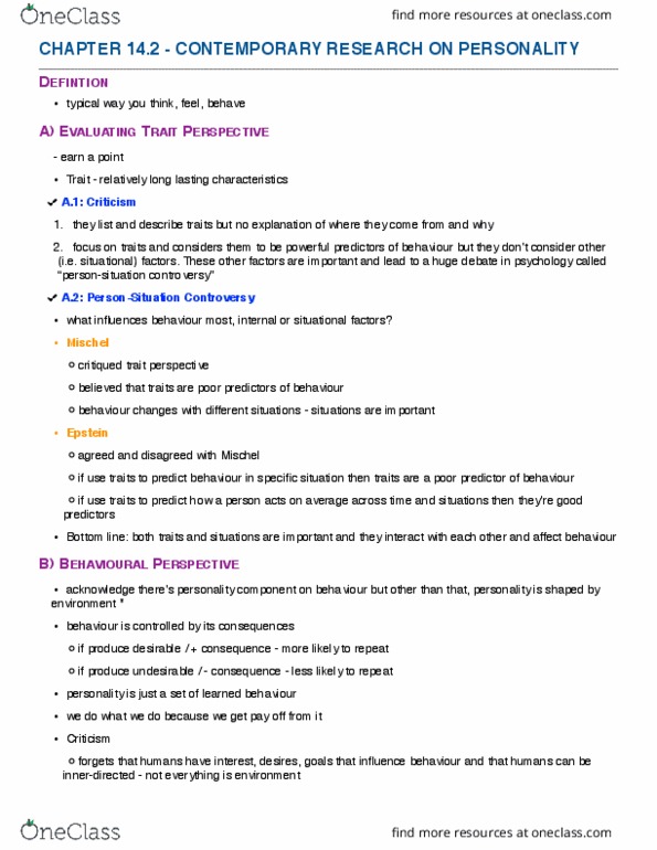 PSY 1102 Chapter Notes - Chapter 14.2: Amygdala, Frontal Lobe, Learned Helplessness thumbnail