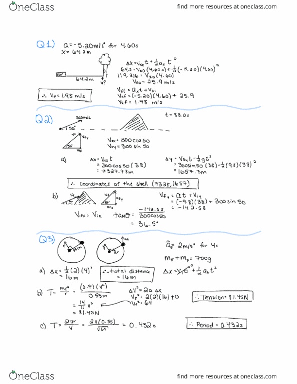 PHY 1331 Quiz: Practice Problems - OneClass
