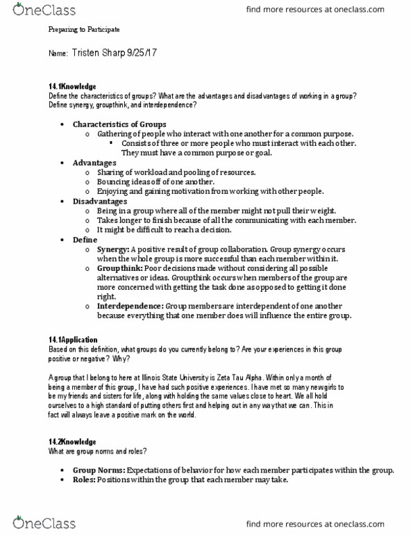 COM 110 Chapter Notes - Chapter 14: Cultural Relativism, Ethnocentrism, Zeta Tau Alpha thumbnail