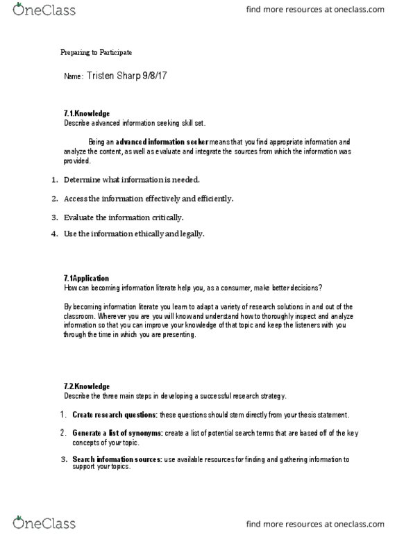 COM 110 Chapter Notes - Chapter 7: Thesis Statement thumbnail