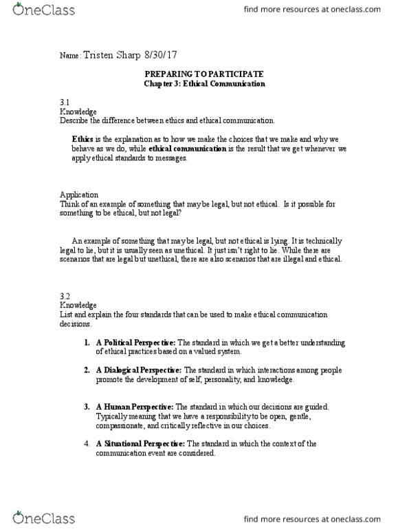 COM 110 Chapter Notes - Chapter 3: National Communication Association thumbnail