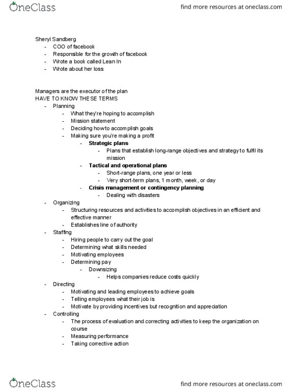 BUSN 70 Lecture Notes - Lecture 6: Sheryl Sandberg, Crisis Management, Middle Management thumbnail