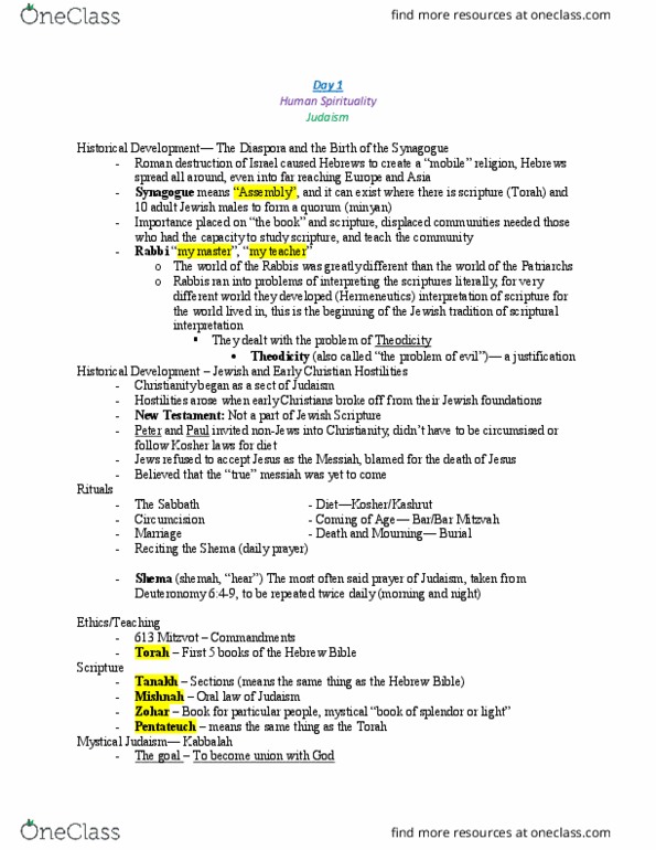 RELS 108 Lecture Notes - Lecture 10: Talmud, Isaac Mayer Wise, Rabbi thumbnail