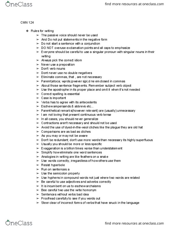 CMN 124 Lecture Notes - Lecture 1: Fax, Semicolon, Hyperbole thumbnail