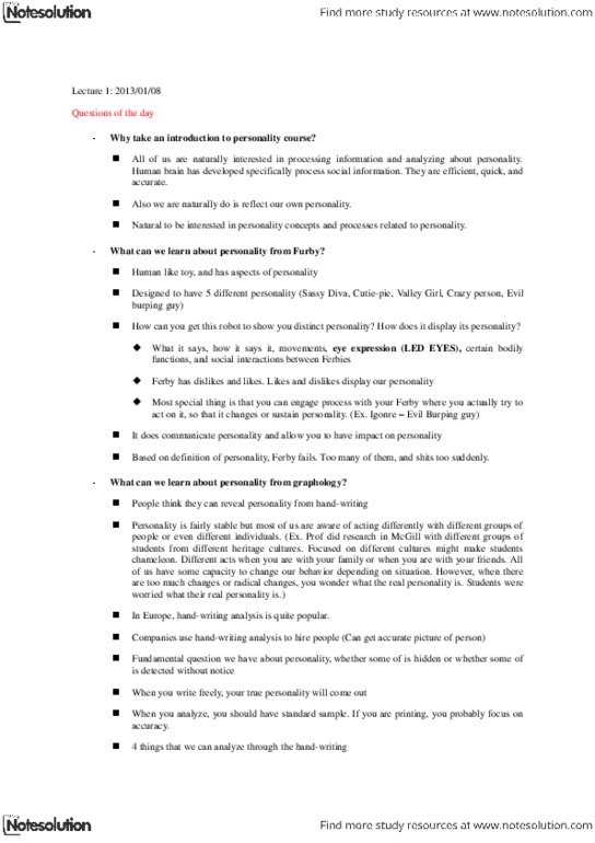 PSYC 332 Lecture Notes - Burping, Furby, Graphology thumbnail