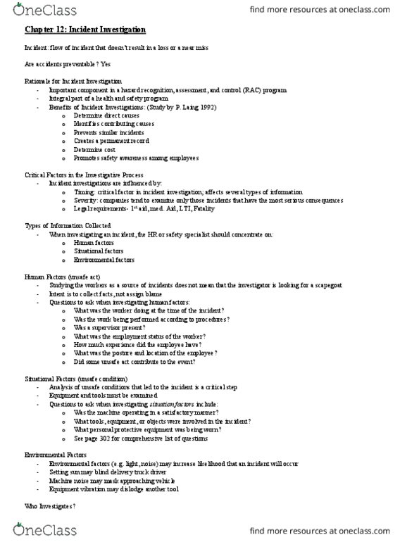 MHR 711 Lecture Notes - Lecture 12: Organizational Culture, Swiss Cheese Model, Personal Protective Equipment thumbnail