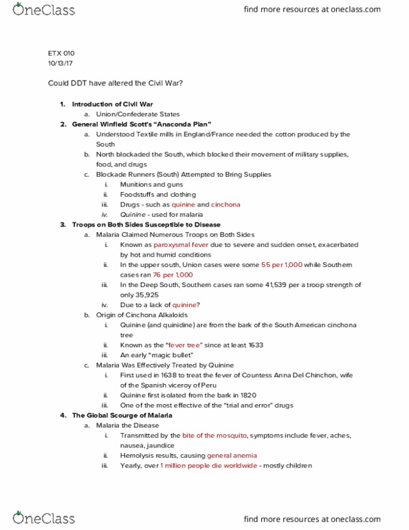 ETX 10 Lecture Notes - Lecture 8: Endocrine Disruptor, Cinchona, Anaconda Plan thumbnail