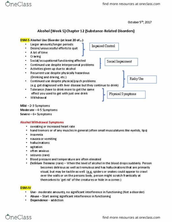 PS280 Lecture Notes - Lecture 4: Binge Drinking, Depressant, Grey Matter thumbnail