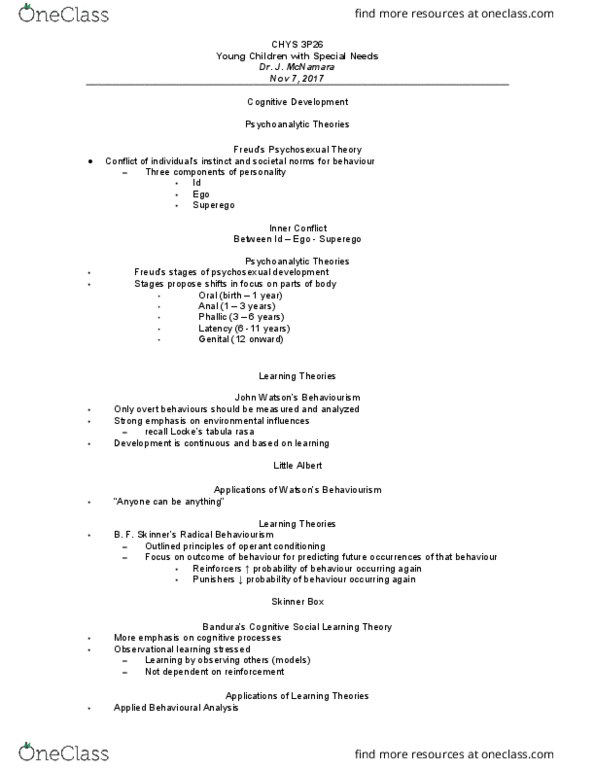 CHYS 3P26 Lecture Notes - Lecture 8: Head Injury, Fragile X Syndrome, Prenatal Care thumbnail