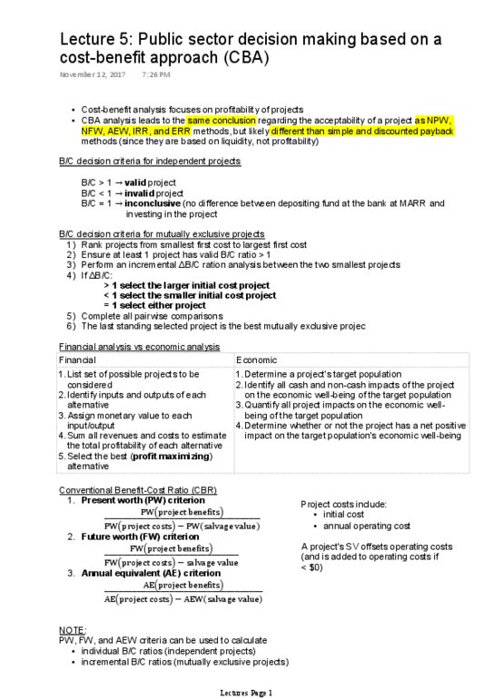 ECO 1192 Lecture 5: Cost-benefit analysis and ratio thumbnail