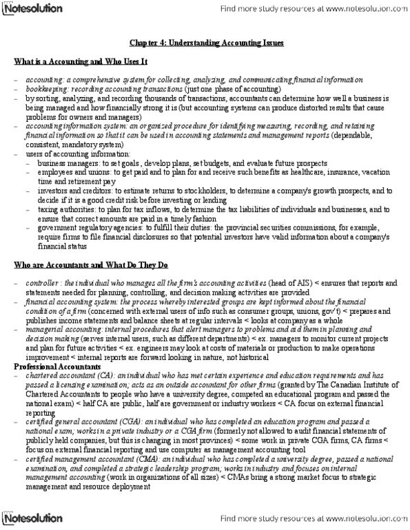 MGTA02H3 Chapter Notes - Chapter 4: Retained Earnings, Chartered Accountant, Accounts Receivable thumbnail