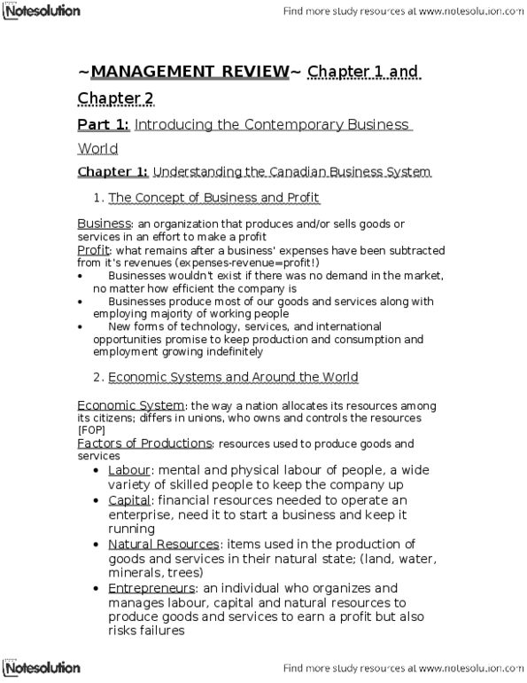 MGTA01H3 Lecture Notes - Deflation, Canadian Business, Money Supply thumbnail