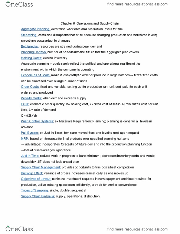 MGMT 4A Chapter Notes - Chapter 6: Production Planning, Fixed Cost, Economic Order Quantity thumbnail