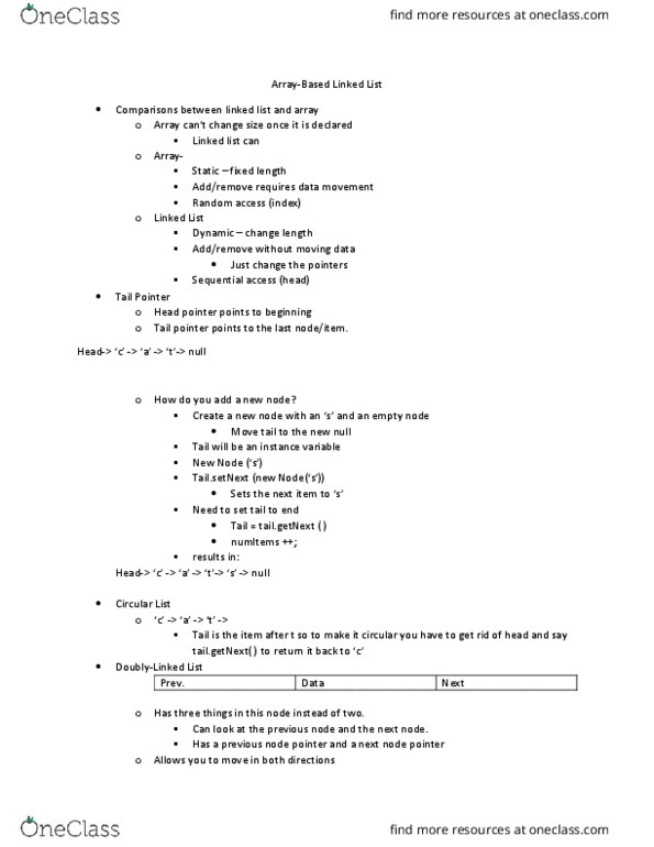 CSC 111 Lecture Notes - Lecture 10: Random Access, Sequential Access, Instance Variable thumbnail