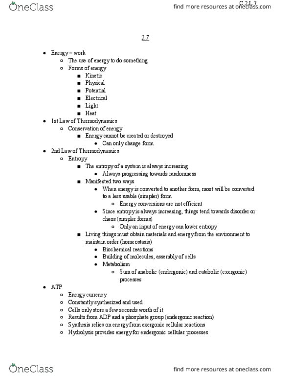 BIOL 1105 Lecture Notes - Lecture 7: Enzyme, Reaction Rate, Redox thumbnail