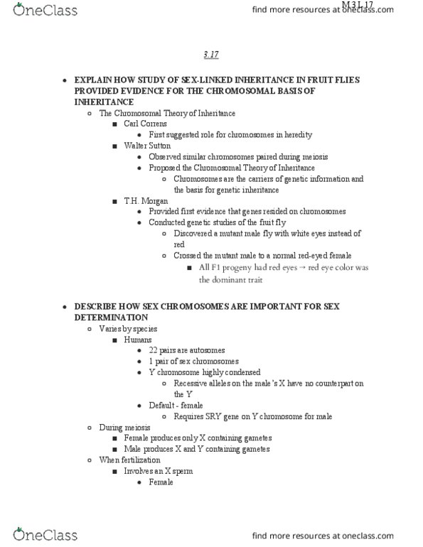 BIOL 1105 Lecture Notes - Lecture 17: Amniocentesis, Bloodborne, Centimorgan thumbnail