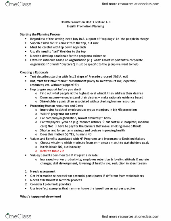 Health Sciences 2250A/B Lecture Notes - Lecture 5: Health Professional, Needs Assessment, Employee Retention thumbnail