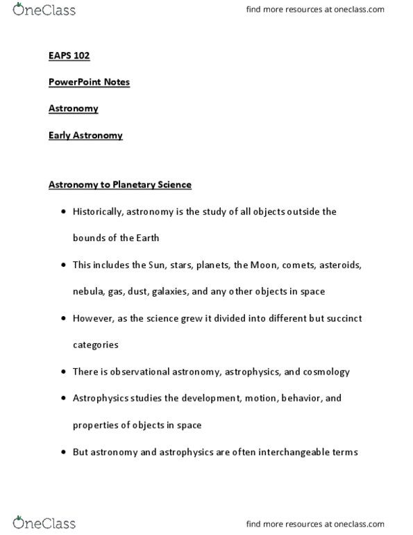 EAPS 10200 Lecture Notes - Lecture 8: Astronomy And Astrophysics, Microsoft Powerpoint thumbnail