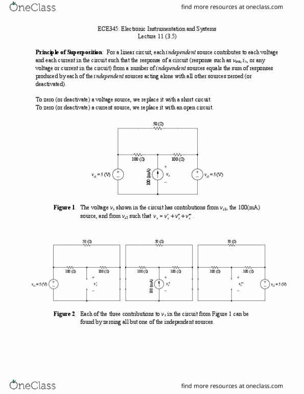 ECE 345 Lecture Notes - Lecture 11: Linear Circuit, Voltage Source, Current Source thumbnail