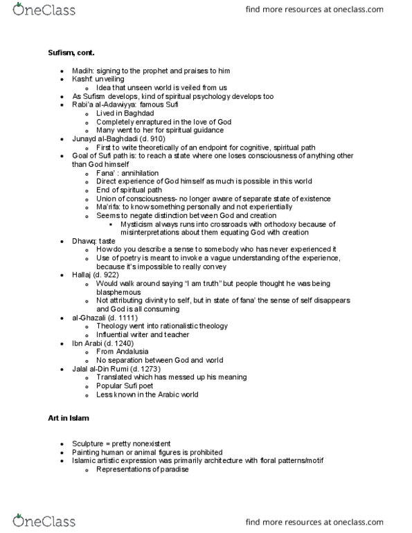 IMES 104a Lecture Notes - Lecture 12: Ibn Arabi, Mansur Al-Hallaj thumbnail