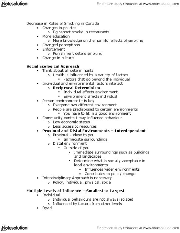 HLTH 323 Lecture Notes - Lecture 2: Needle Exchange Programme, Community Organizing, Determinism thumbnail