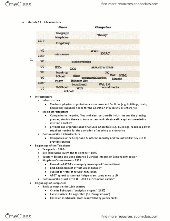 MI 101 Lecture Notes - Lecture 11: Ada Lovelace, Kingsbury Commitment, Mobile Phone thumbnail