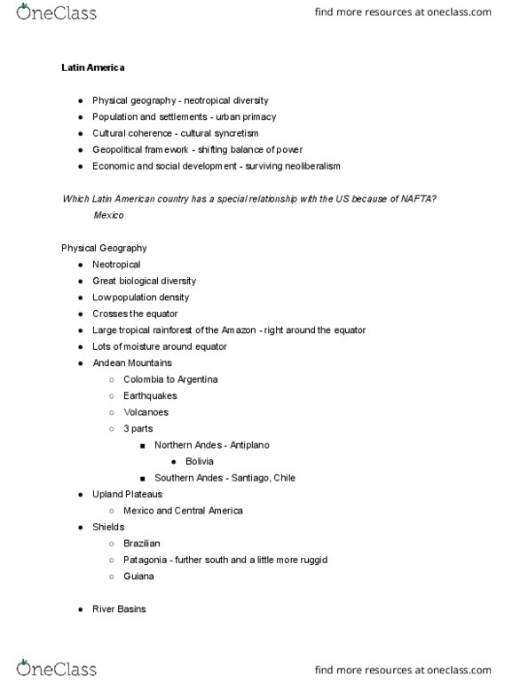 GEOG120 Lecture Notes - Lecture 18: Neotropical Realm, Economic Geography, Geopolitics thumbnail