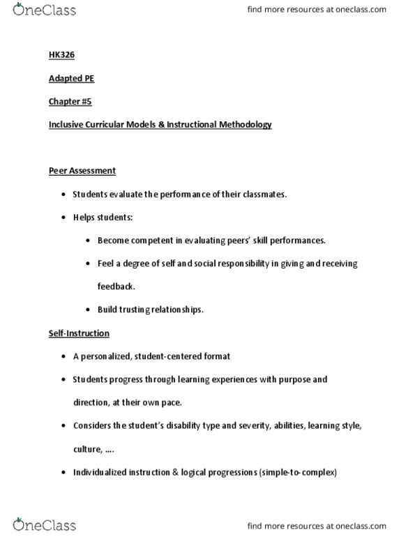 HK 32600 Lecture Notes - Lecture 5: Personalized Learning, Behavior Management thumbnail