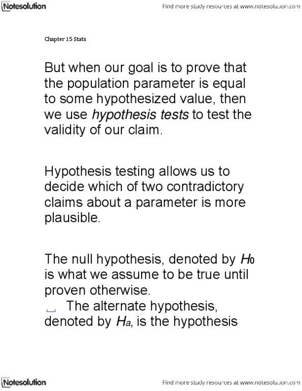 Statistical Sciences 1024A/B Lecture Notes - Statistical Parameter, Statistical Hypothesis Testing, Null Hypothesis thumbnail