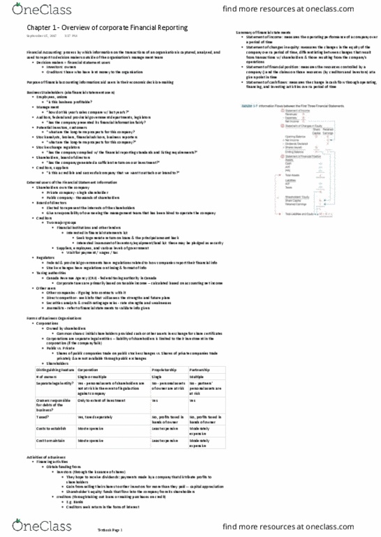 RSM219H1 Chapter 1: Overview of corporate Financial Reporting thumbnail