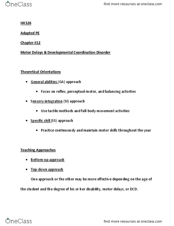HK 32600 Lecture Notes - Lecture 17: Developmental Coordination Disorder, Goal Setting thumbnail