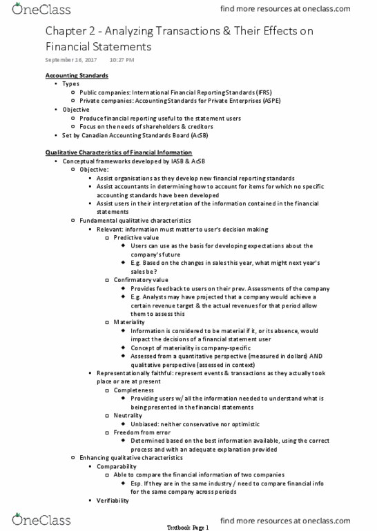 RSM219H1 Chapter Notes - Chapter 2: International Financial Reporting Standards, Financial Statement, Retained Earnings thumbnail