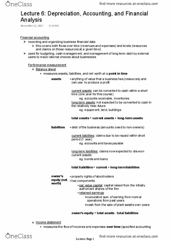 ECO 1192 Lecture Notes - Lecture 6: Financial Accounting, Current Liability, Cash Flow thumbnail