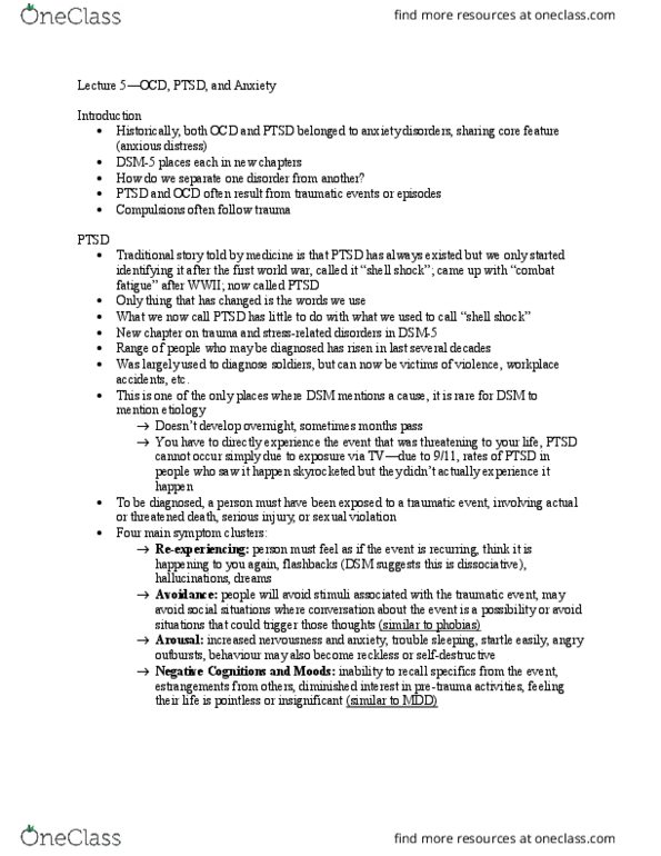 HLTHAGE 1CC3 Lecture Notes - Lecture 5: Combat Stress Reaction, Traditional Story, Dsm-5 thumbnail