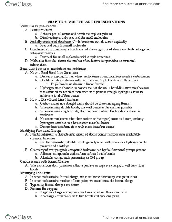 CHM 201 Chapter Notes - Chapter 2: Lone Pair, Heteroatom, Formal Charge thumbnail